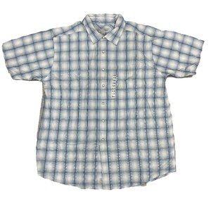 Quicksilver Mens Plaid Short Sleeve Snap Button Up Shirt Blue/Black NWT